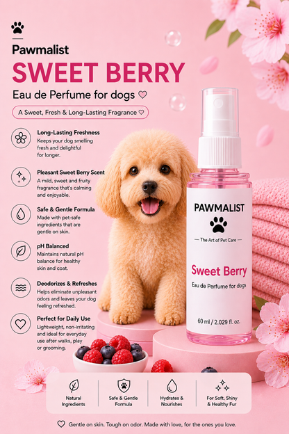 Pawmalist Sweet Berry – Long-Lasting Dog Perfume & Deodorizing Spray (60ml)