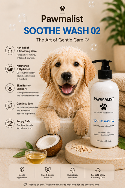 Pawmalist Soothe Wash 02 | Gentle 2-in-1 Dog Shampoo & Conditioner