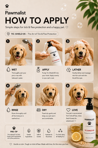 Pawmalist Tic-Shield 05 – Natural Tick & Flea Dog Wash with Neem & Lemon Extract (300ml)