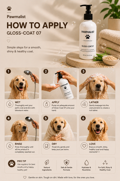 Pawmalist Gloss-Coat 07 – Oatmeal & Aloe Vera Dog Wash for Shiny Coat, Dry & Sensitive Skin (300ml)