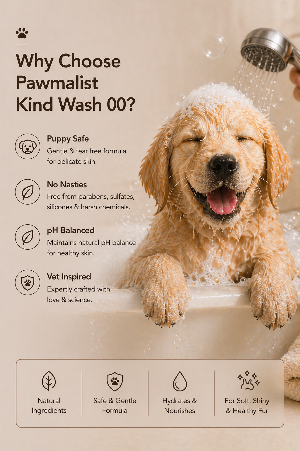 Pawmalist Kind Wash 00 – Gentle Oatmeal & Honey Puppy Wash for Sensitive Skin (300ml)
